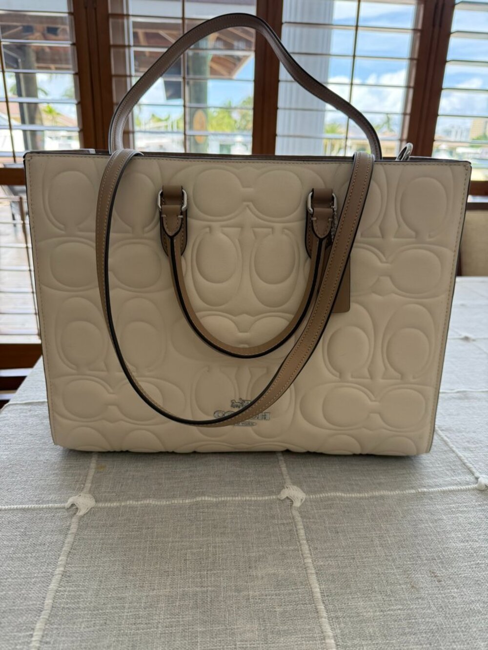 Coach Signature Leather Maggie Tote